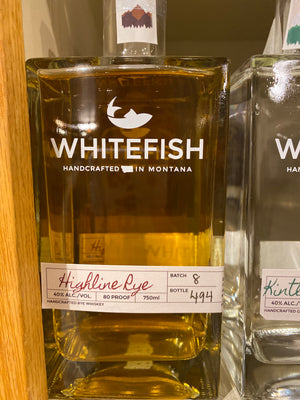 Whitefish Highline Rye Whiskey, 750 ml