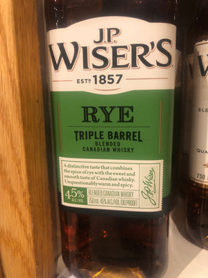 J.P. Wisers Rye, Canadian Whisky, 750 ml