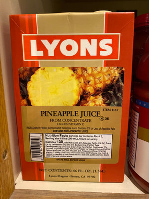 Lyons, Pineapple Juice, 46oz