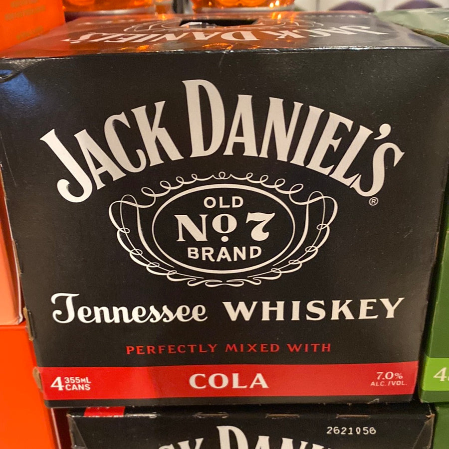 Jack Daniels, Whiskey and Cola, RTD, 4 pack, 12oz cans