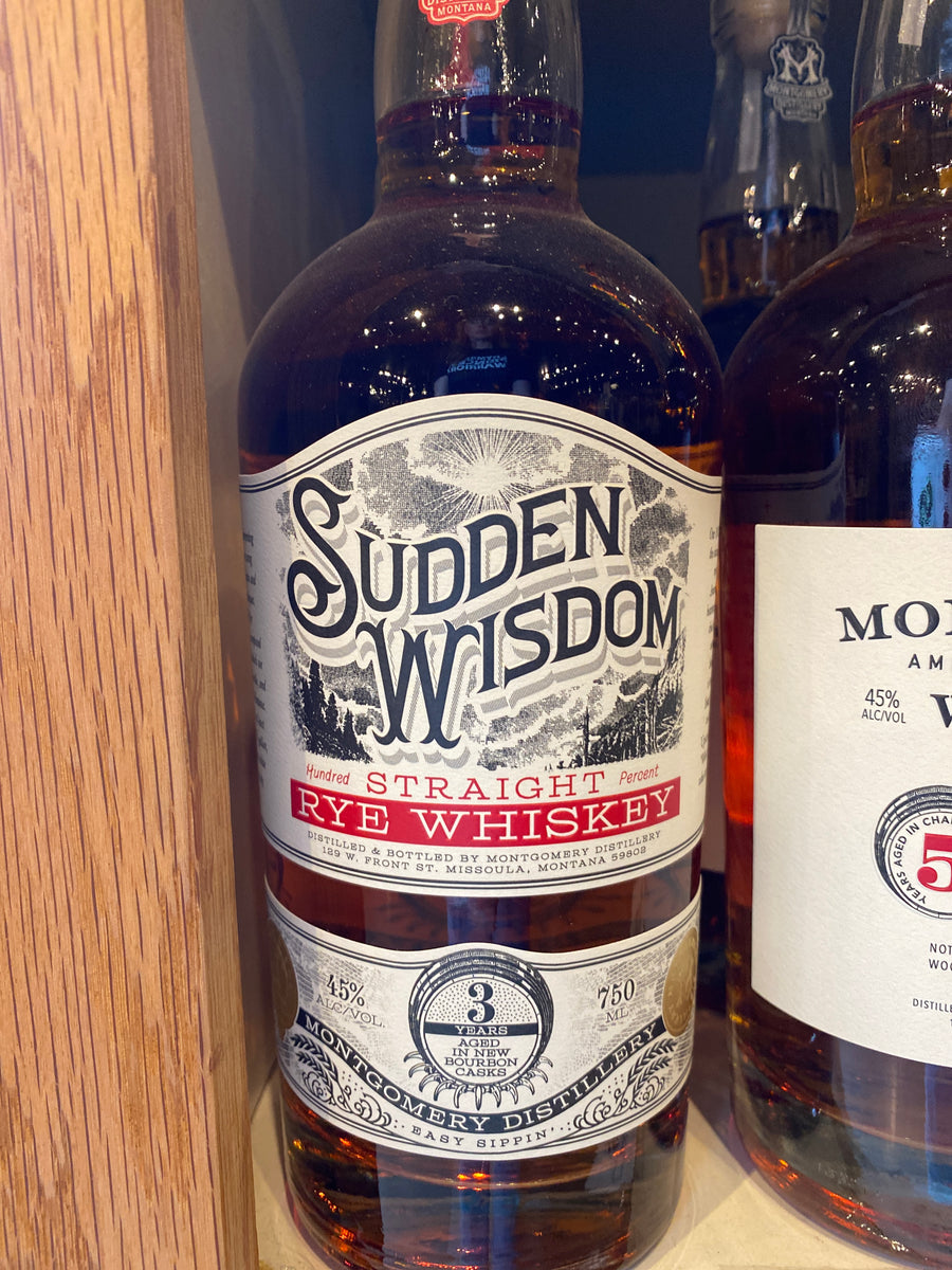 Montgomery Distillery, Sudden Wisdom Rye Whiskey, Made in Montana, 750 ml